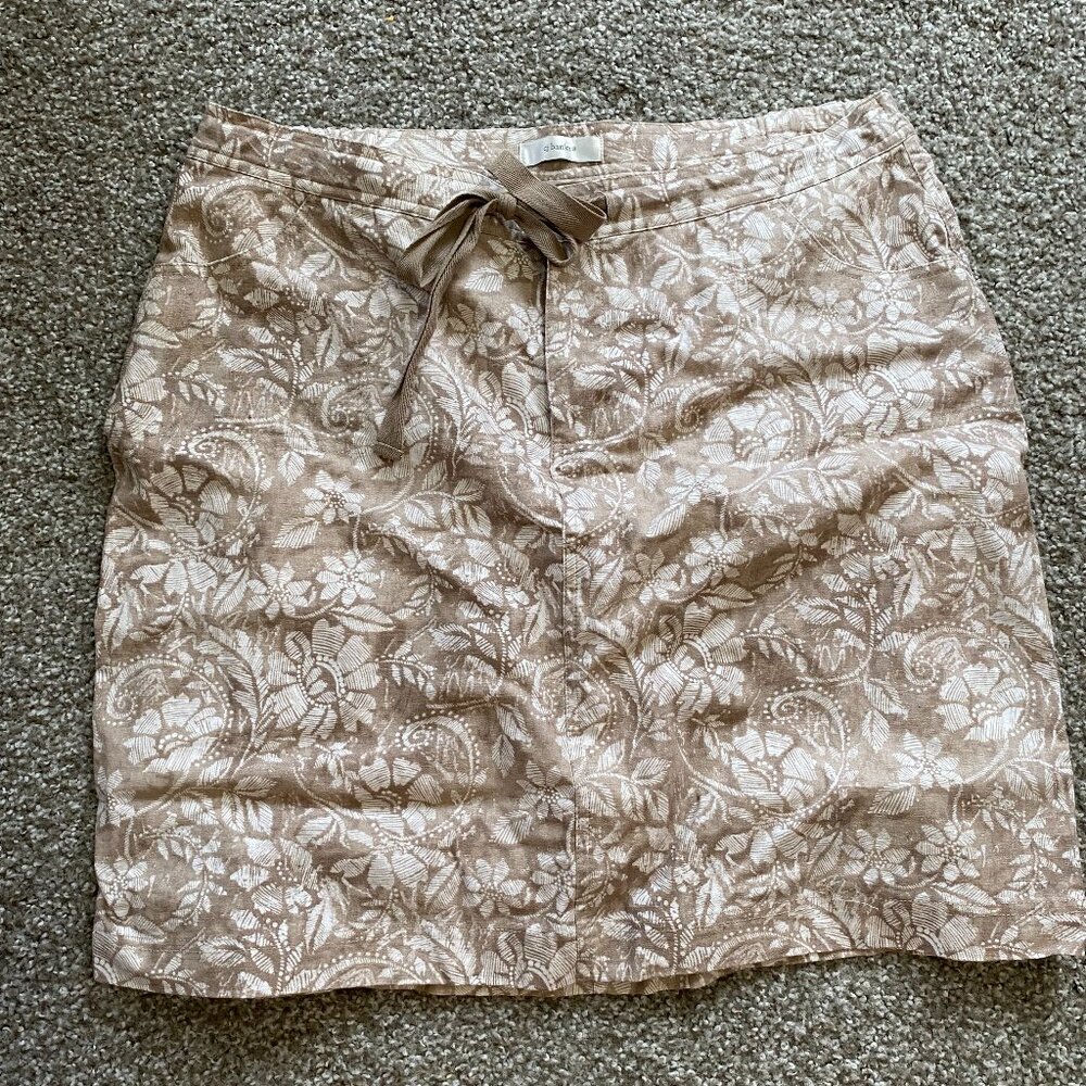 Women's Cotton & Linen bland tan floral skirt size 16 Coldwater Creek w/ shorts
